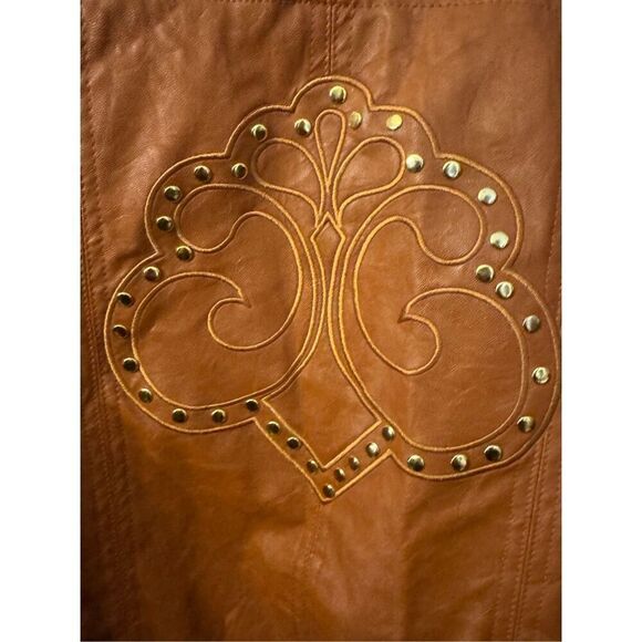 Torrid x Dereon y2k tan camel studded leather jacket y2k 80’s sz 3/3xl plus - Picture 6 of 11